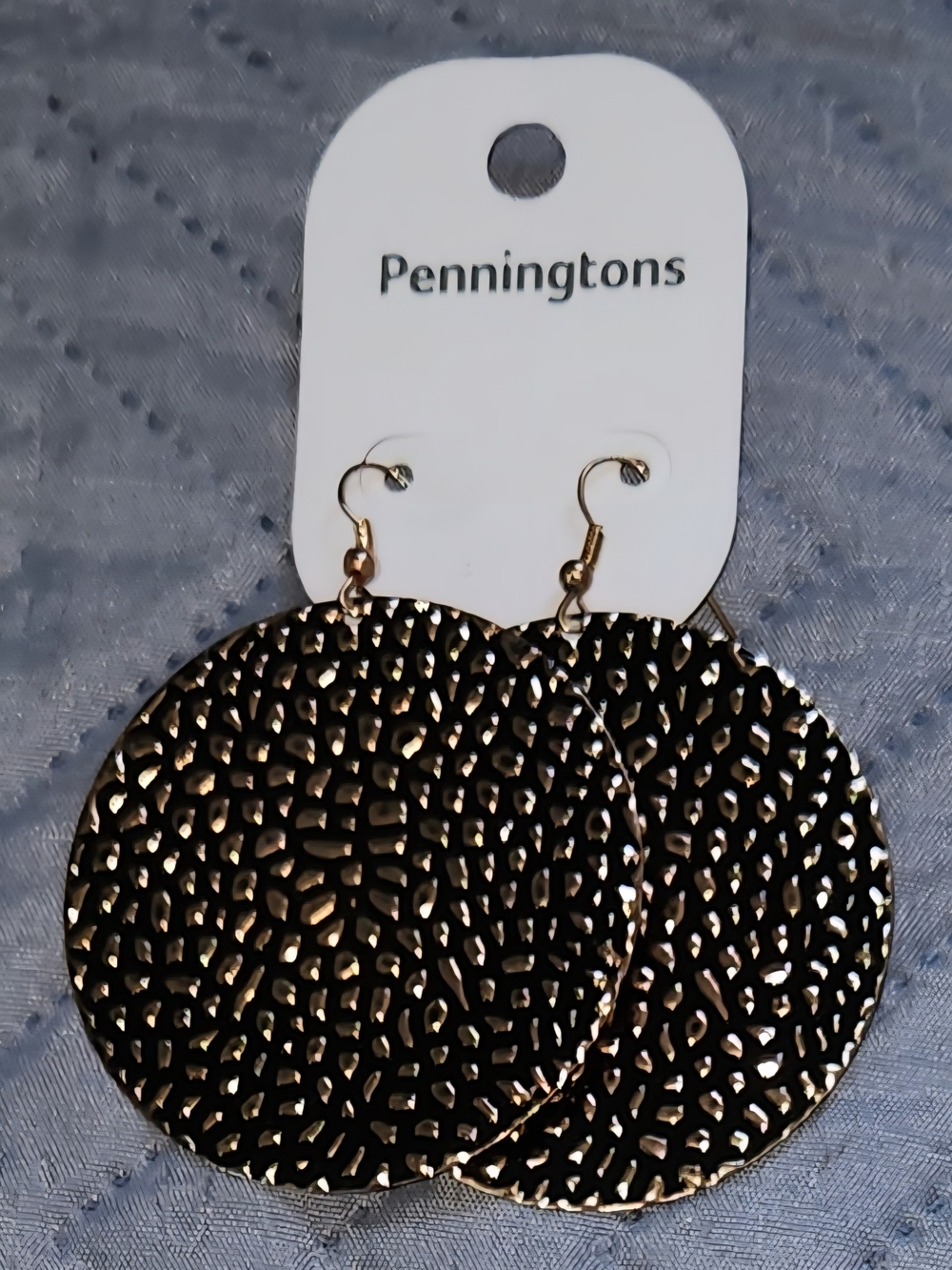 Penningtons Gold Hammered Round Drop Earrings